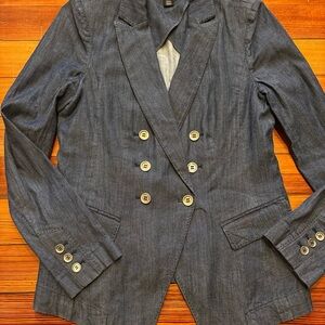 Women’s White House Black Market Chambray Double Breasted Blazer, Sz 8
